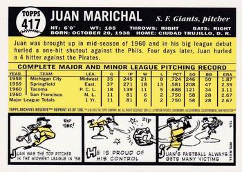 2001 Topps Archives Reserve #45 Juan Marichal Back