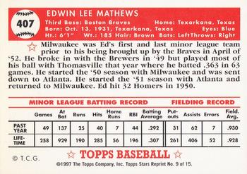 2001 Topps Archives Reserve #48 Eddie Mathews Back