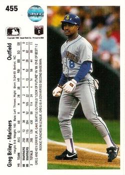 1990 Upper Deck #455 Greg Briley Back