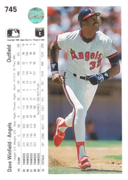 1990 Upper Deck #745 Dave Winfield Back