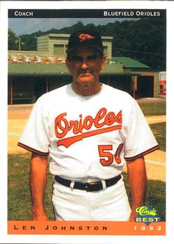 1993 Classic Best Bluefield Orioles #25 Len Johnston Front