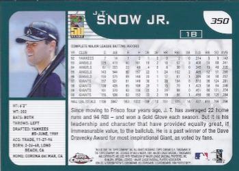 2001 Topps Chrome #350 J.T. Snow Jr. Back