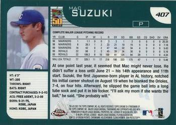 2001 Topps Chrome #407 Mac Suzuki Back