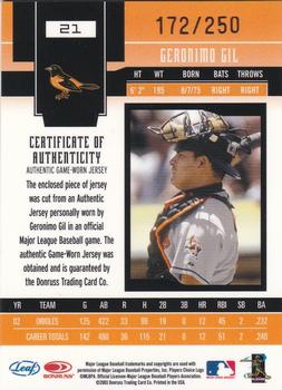 2003 Leaf Certified Materials - Mirror Red Materials #21 Geronimo Gil Back
