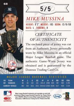 2003 Leaf Limited - Moniker Jersey #68 Mike Mussina Back
