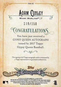 2017 Topps Gypsy Queen - Gypsy Queen Autographs Purple #GQA-AC Adam Conley Back