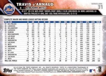 2016 Topps - Sparkle Foil #31 Travis d'Arnaud Back