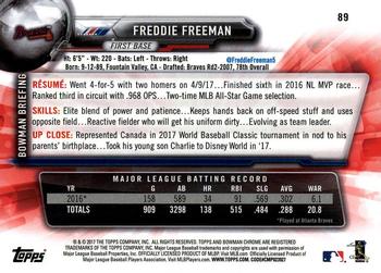 2017 Bowman Chrome #89 Freddie Freeman Back