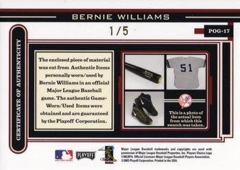 2003 Playoff Piece of the Game - Autographs #POG-17b Bernie Williams Back