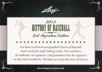 2012 Leaf Cut Signature History of Baseball #NNO Al Barlick Back