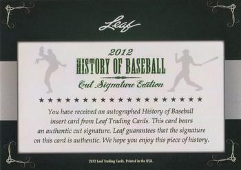 2012 Leaf Cut Signature History of Baseball #NNO John Candelaria Back