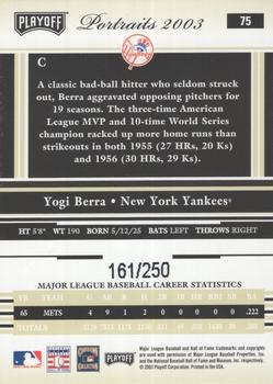 2003 Playoff Portraits - Beige #75 Yogi Berra Back