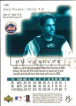 2001 UD Reserve #145 Mike Piazza Back