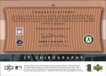 2003 SP Authentic - Chirography Hall of Famers Bronze #RF Rollie Fingers Back