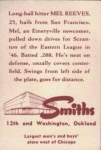 1947 Smith's Oakland Oaks #24 Mel Reeves Back