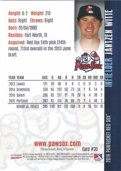 2016 Choice Pawtucket Red Sox #30 Jantzen Witte Back