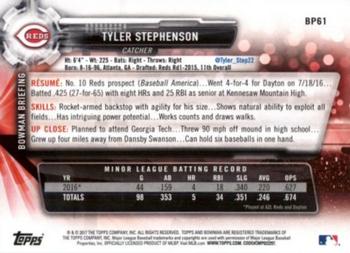 2017 Bowman - Prospects Bowman 70th Red #BP61 Tyler Stephenson Back