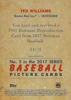 2017 Bowman - 1951 Bowman Chrome Orange #2 Ted Williams Back