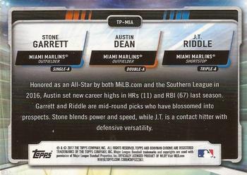 2017 Bowman - Talent Pipeline #TP-MIA Stone Garrett / Austin Dean / J.T. Riddle Back