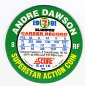 1991 Score 7-Eleven Superstar Action Coins: Midwest Region #2 WS Andre Dawson Back