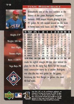 2001 Upper Deck MVP #79 Ivan Rodriguez Back