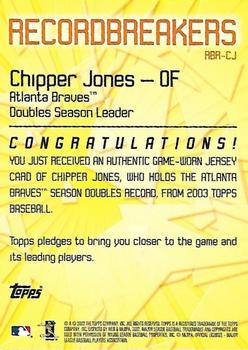 2003 Topps - Record Breakers Relics #RBR-CJ Chipper Jones Back