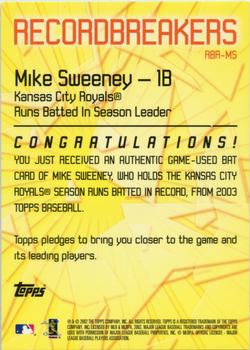 2003 Topps - Record Breakers Relics #RBR-MS Mike Sweeney Back