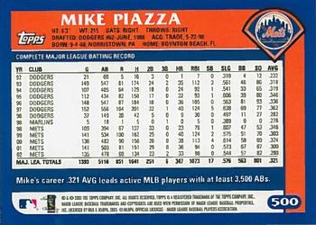 2003 Topps - Trademark Variations #500 Mike Piazza Back