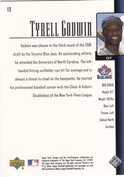 2001 Upper Deck Prospect Premieres #13 Tyrell Godwin Back