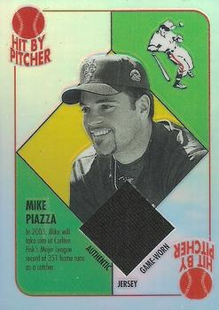2003 Topps Chrome - Blue Backs Relics Refractors #BBCR-MP Mike Piazza Front