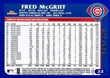 2003 Topps Chrome - Gold Refractors #22 Fred McGriff Back