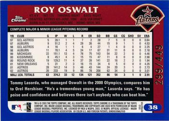 2003 Topps Chrome - Gold Refractors #38 Roy Oswalt Back