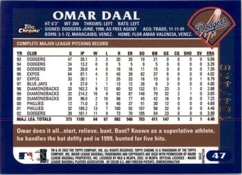 2003 Topps Chrome - Gold Refractors #47 Omar Daal Back