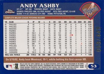 2003 Topps Chrome - Gold Refractors #53 Andy Ashby Back