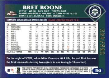 2003 Topps Chrome - Gold Refractors #56 Bret Boone Back
