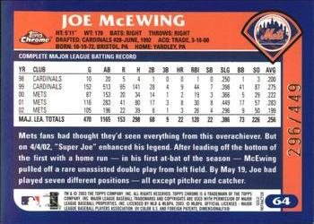 2003 Topps Chrome - Gold Refractors #64 Joe McEwing Back