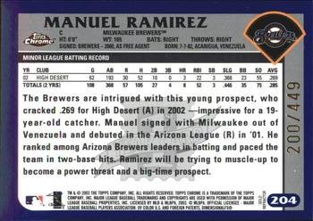 2003 Topps Chrome - Gold Refractors #204 Manuel Ramirez Back