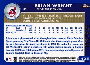 2003 Topps Chrome - Gold Refractors #425 Brian Wright Back