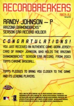 2003 Topps Chrome - Record Breakers Relics Refractors #CRBR-RJ Randy Johnson Back