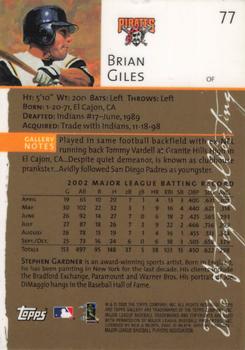 2003 Topps Gallery - Artist's Proofs #77 Brian Giles Back