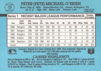 1991 Donruss #119 Pete O'Brien Back