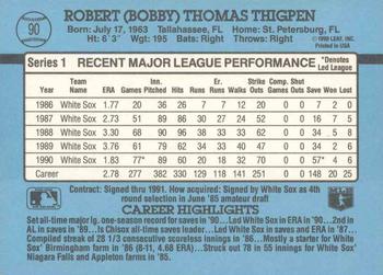 1991 Donruss #90 Bobby Thigpen Back