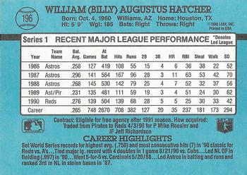 1991 Donruss #196 Billy Hatcher Back