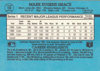 1991 Donruss #199 Mark Grace Back