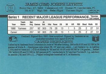 1991 Donruss #219 Jim Leyritz Back