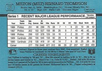 1991 Donruss #225 Milt Thompson Back