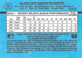 1991 Donruss #303 Dante Bichette Back