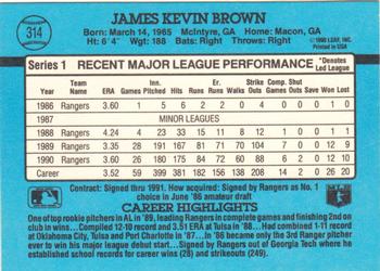 1991 Donruss #314 Kevin Brown Back