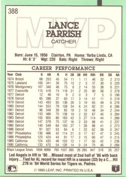 1991 Donruss #388 Lance Parrish Back