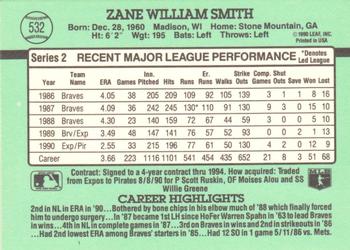 1991 Donruss #532 Zane Smith Back